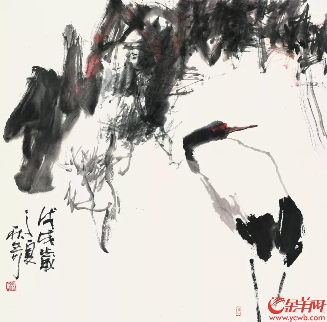 ▲《鹤寿》王秋奇68 x68cm纸本设色